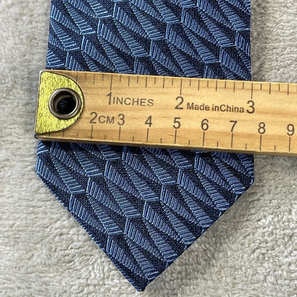 Murano Necktie Tie Navy Blue Geometric Silk 100% Silk 3" Geometric Office - Picture 5 of 6